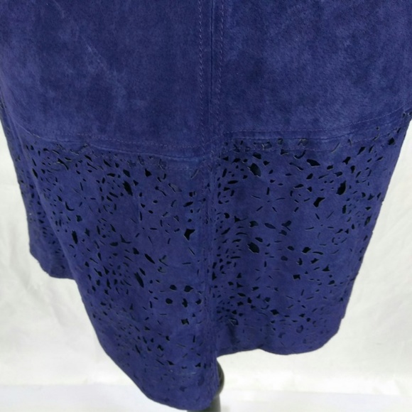 Chi by Falchi Suede Duster Jacket Size Small Blue - Picture 5 of 7